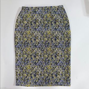 Ladies Versona yellow, white and blue midi skirt